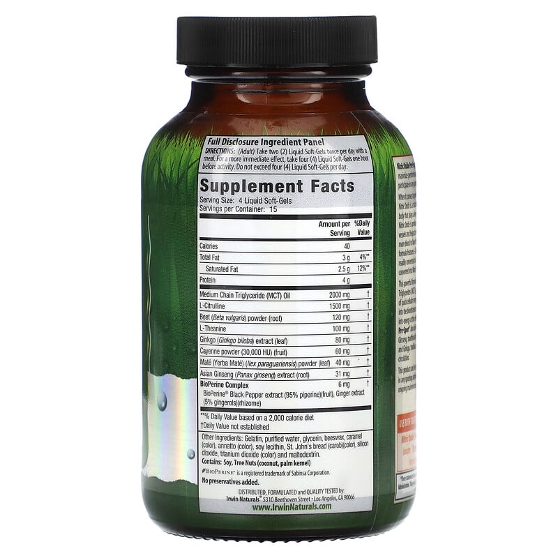 Irwin Naturals Nitric Oxide Pre-Sport with L-Citrulline 60 sgels