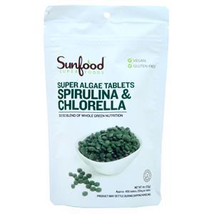 Sunfood Super Algae Tablets Spirulina & Chlorella 4 oz