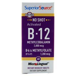 Superior Source No Shot Methylcobalamin Activated B-12 (2000mcg) B-6 & Methylfolate (1200mcg) 60 tabs