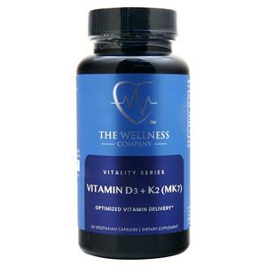 The Wellness Company Vitality Series Vitamin D3 + K2 (MK7) 30 vcaps
