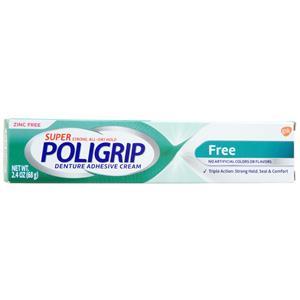 Poligrip Super Poligrip Denture Adhesive Cream Free 2.4 oz