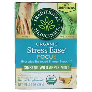 Traditional Medicinals Organic Daily Wellness Tea Stress Ease Focus - Ginseng Wild Apple MInt 16 pckts