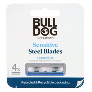Bulldog Sensitive Steel Blades + Baobab Oil Refill 4 count