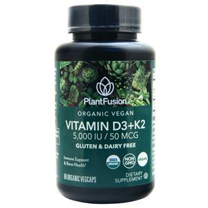 PlantFusion Organic Vegan Vitamin D3 (5000IU) +K2 (50mcg) 60 vcaps