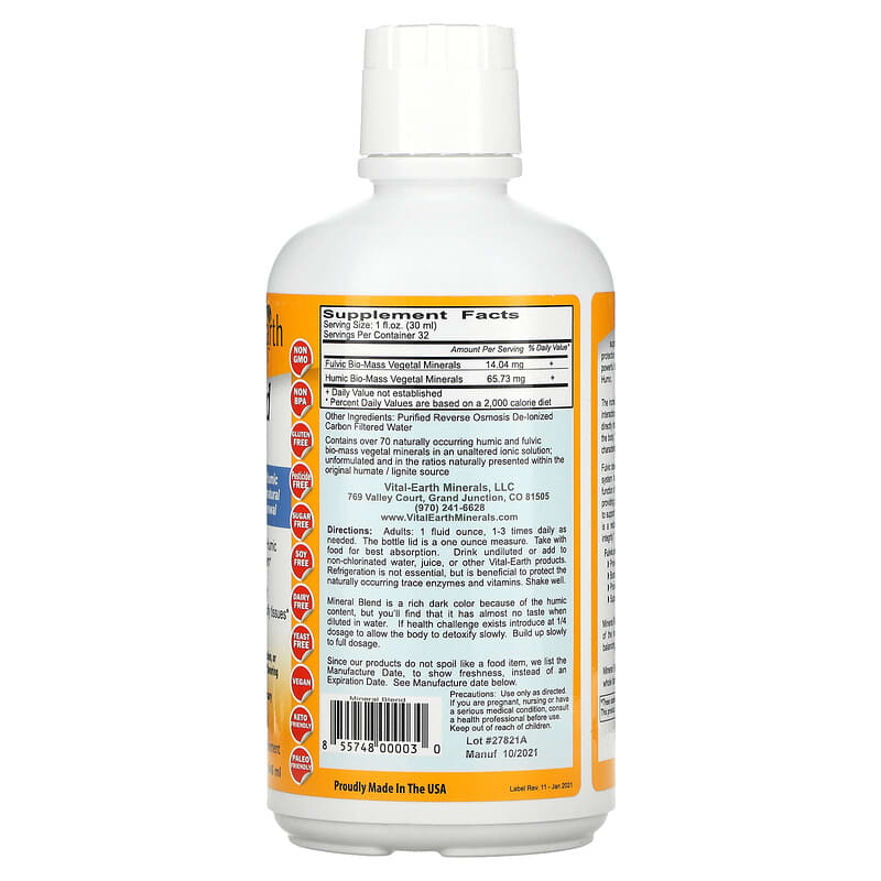 Vital Earth Minerals Mineral Blend Fulvic-Humic Liquid 32 fl.oz