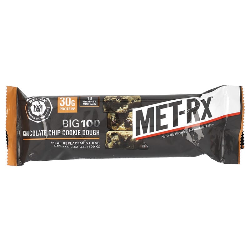 Met-Rx Big 100 Meal Replacement Bar Chocolate Chip Cookie Dough 9 bars