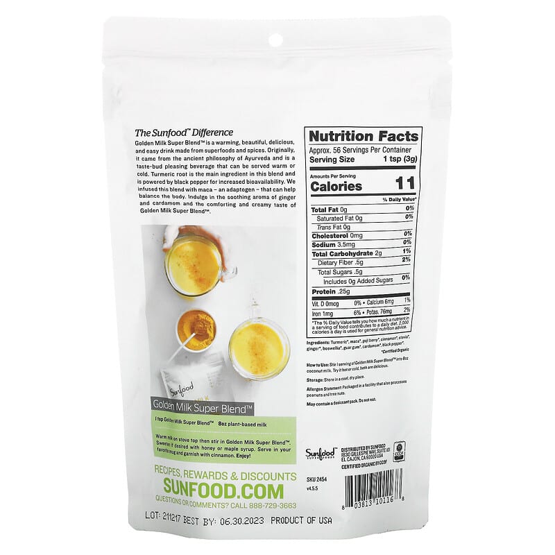 Sunfood Organic Golden Milk Super Blend 6 oz