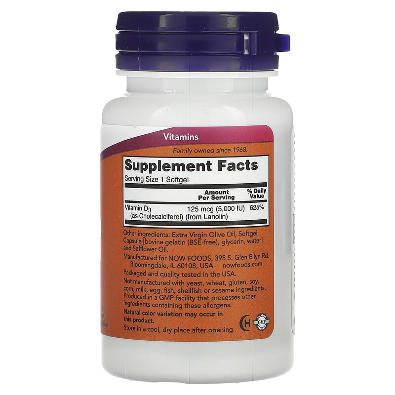 Now Vitamin D-3 (5000IU) 120 sgels
