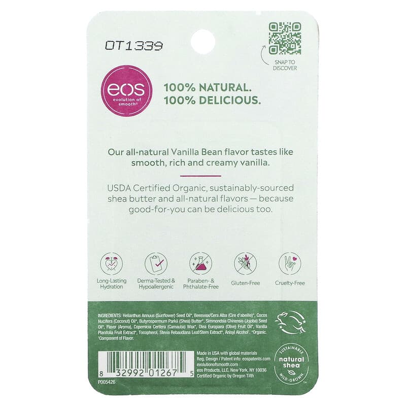 EOS Products 100% Natural Shea Lip Balm Vanilla Bean 2 pack