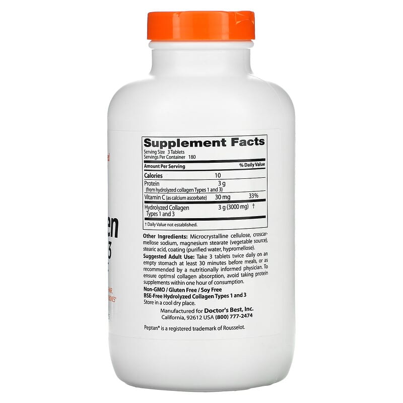 Doctor's Best Collagen Types 1 and 3 with Vitamin C 540 tabs