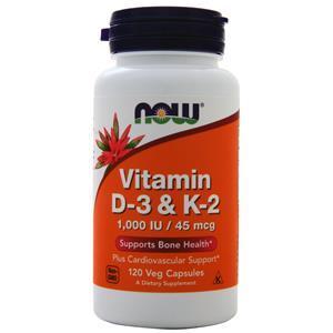 Now Vitamin D-3 and K-2 120 vcaps