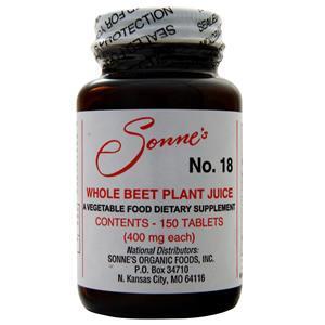 Sonne's Organic Foods Whole Beet Plant Juice No. 18 150 tabs