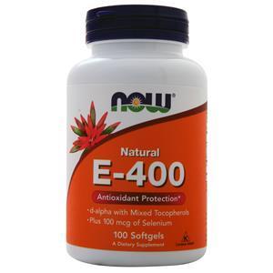 Now E-400 Natural (d-alpha Mixed Tocopherols) 100 sgels