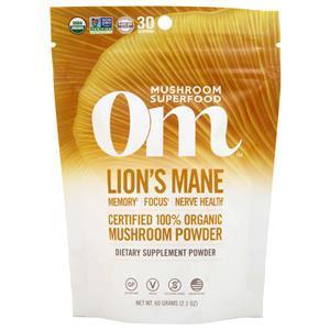 OM Mushroom Superfood Lion's Mane Mushroom Powder - Certified 100% Organic 60 grams