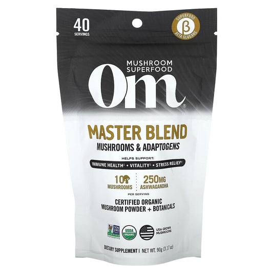 OM Mushroom Superfood Mushroom Master Blend Powder - Certified Organic  90 grams