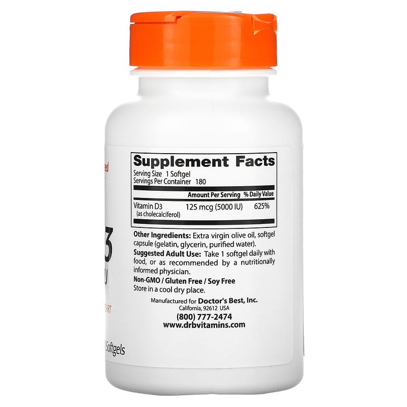 Doctor's Best Vitamin D3 (5000IU)  180 sgels