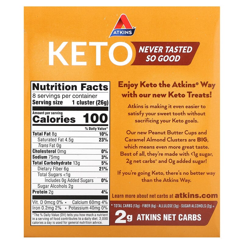 Atkins Keto Treat Caramel Almond Clusters 8 count