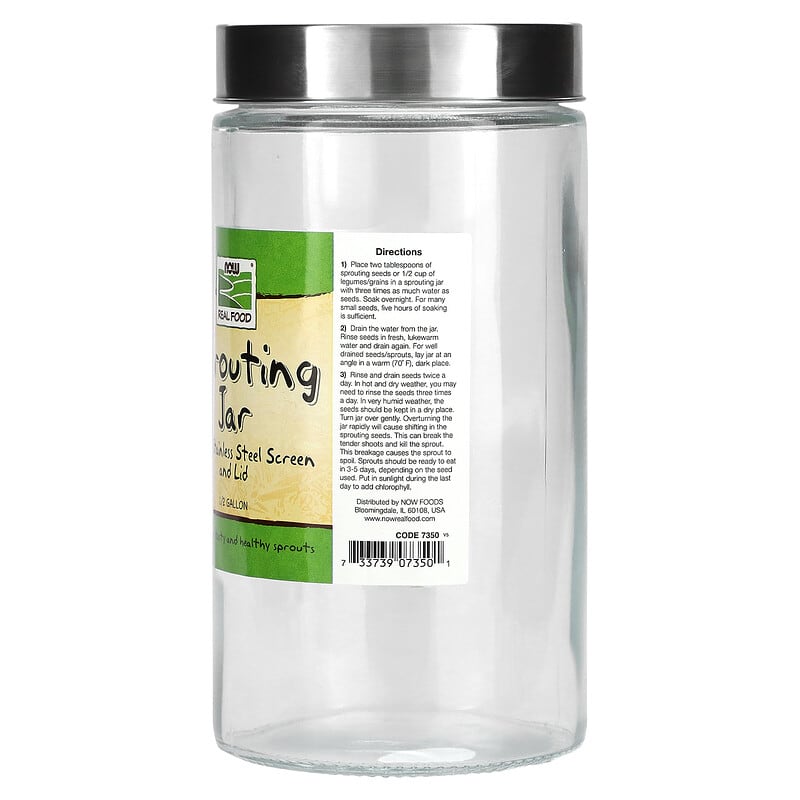 Now Sprouting Jar with Stainless Steel Screen and Lid  1 unit