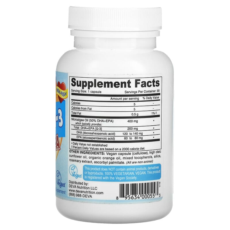 Deva Nutrition Vegan Omega-3 DHA-EPA Non-Fish 90 vcaps