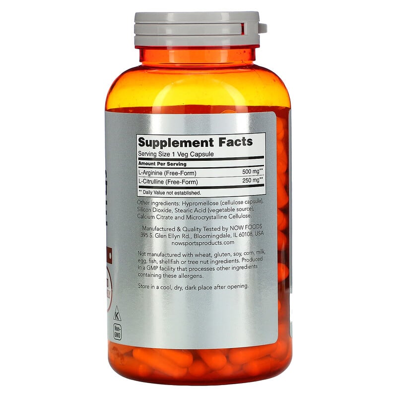 Now Arginine and Citrulline  240 vcaps