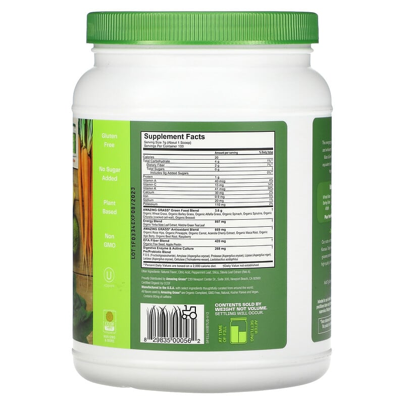 Amazing Grass Green Superfood Drink Powder Energy Lemon Lime 24.7 grams