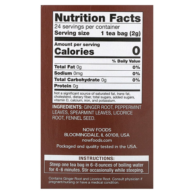 Now Real Tea - Ginger Mint Comfort  24 pckts