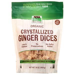Now Organic Crystallized Ginger Dices  16 oz