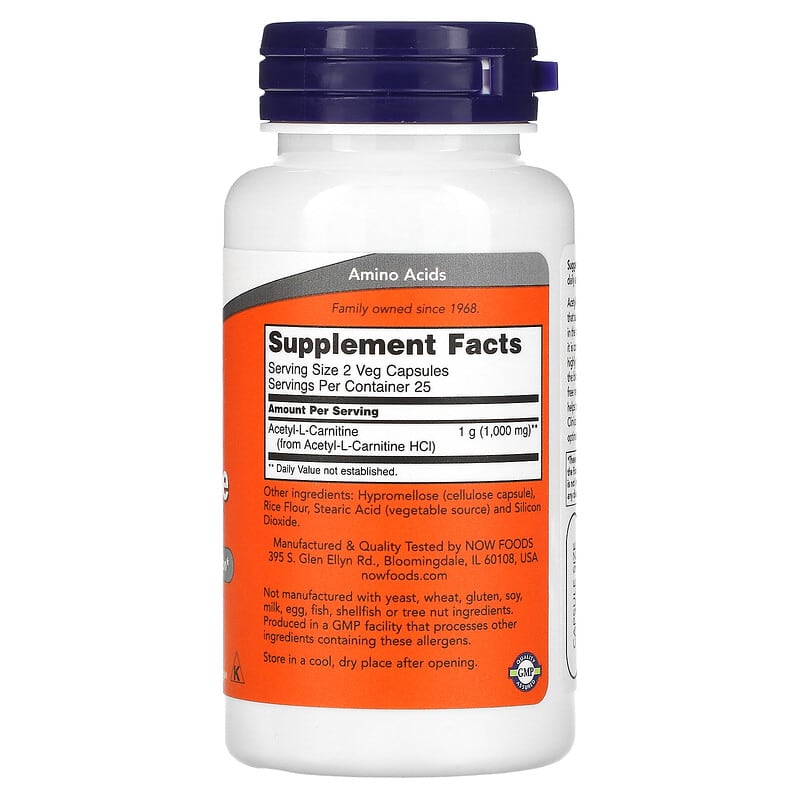 Now Acetyl-L Carnitine (500mg)  50 caps