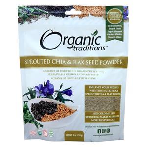 Organic Traditions Sprouted Chia & Flax Seed Powder  16 oz