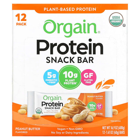 Orgain Protein Snack Bar Peanut Butter 12 bars