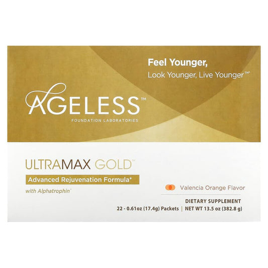 Ageless Foundation Laboratories UltraMax Gold Powder Valencia Orange 22 pckts