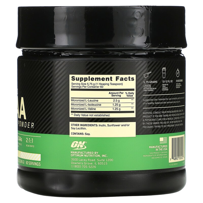 Optimum Nutrition Instantized BCAA 5000 Powder Unflavored 345 grams