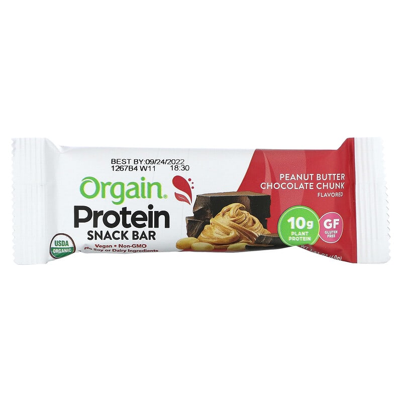 Orgain Protein Snack Bar Peanut Butter Chocolate Chunk 12 bars