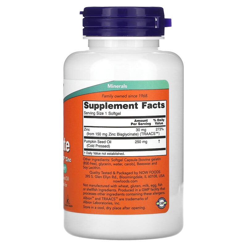 Now Zinc Glycinate  120 sgels