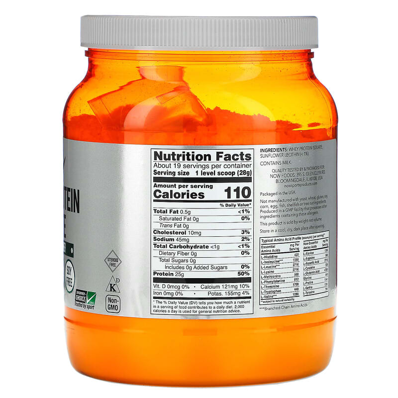 Now Whey Protein Isolate Unflavored 1.2 lbs