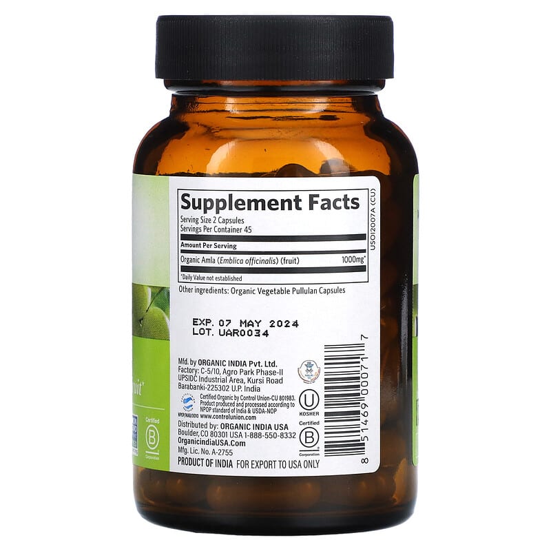 Organic India Amla  90 vcaps