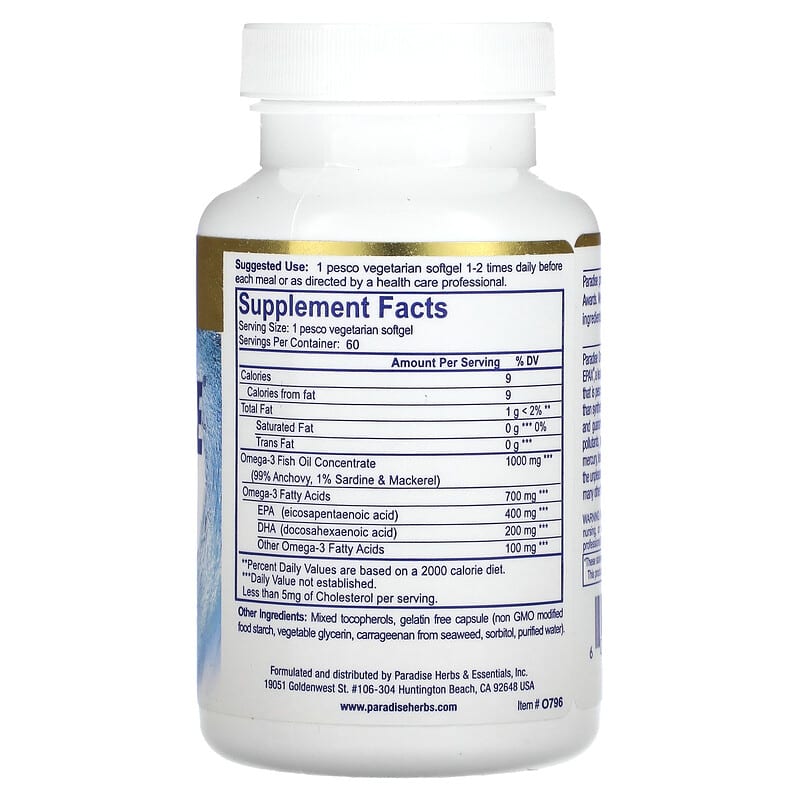 Paradise Herbs Omega Sure Omega-3 Concentrate (1000mg)  60 sgels