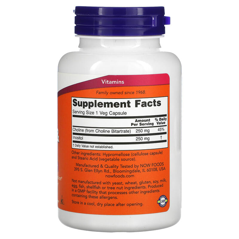 Now Choline and Inositol (500mg)  100 vcaps