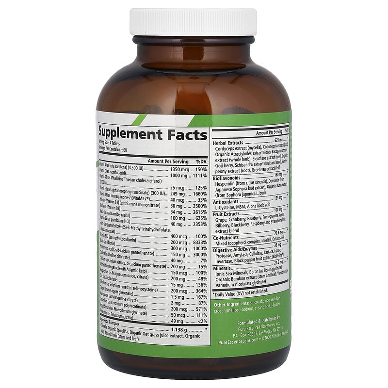 Pure Essence LifeEssence - Multivitamin & Mineral Supplement  240 tabs