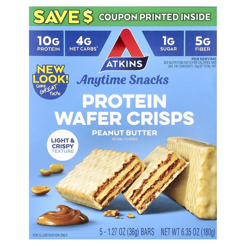 Atkins Protein Wafer Crisp Snack Peanut Butter 5 bars