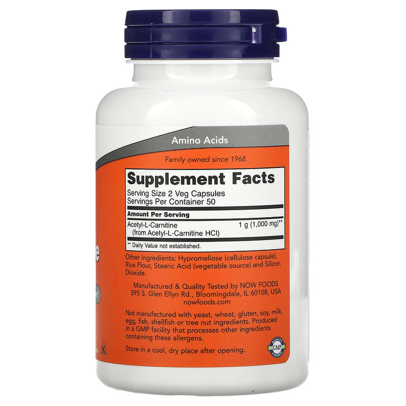 Now Acetyl-L Carnitine (500mg)  100 caps