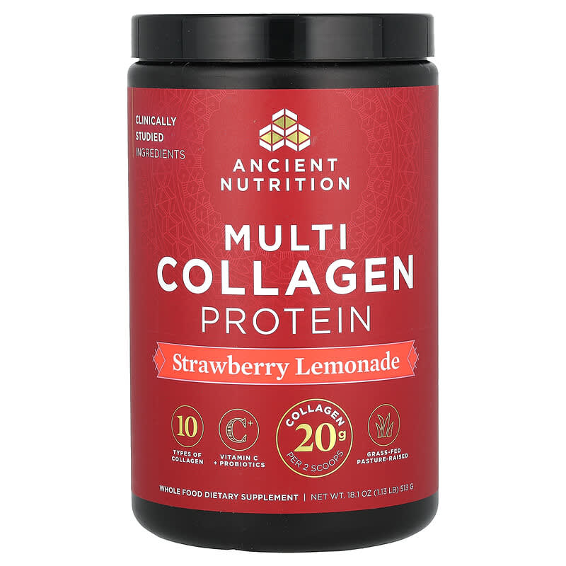 Ancient Nutrition Multi Collagen Protein Powder Strawberry Lemonade 513 grams