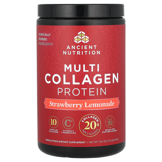 Ancient Nutrition Multi Collagen Protein Powder Strawberry Lemonade 513 grams