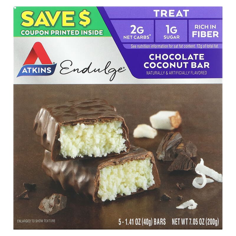 Atkins Endulge Bar Chocolate Coconut 5 bars