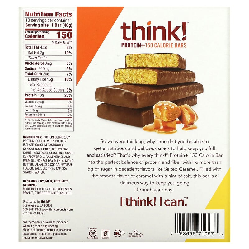 Think Thin Protein+ 150 Calorie Bar Salted Caramel 10 bars