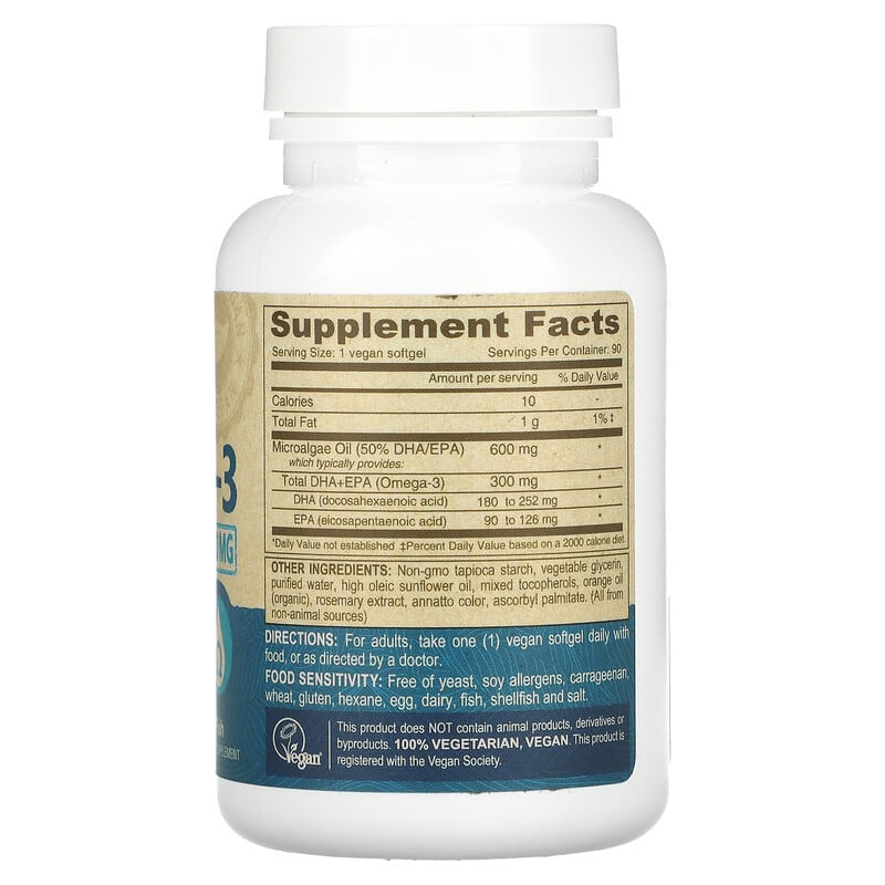 Deva Nutrition Vegan Omega-3 DHA-EPA (300mg) Non-Fish 90 sgels