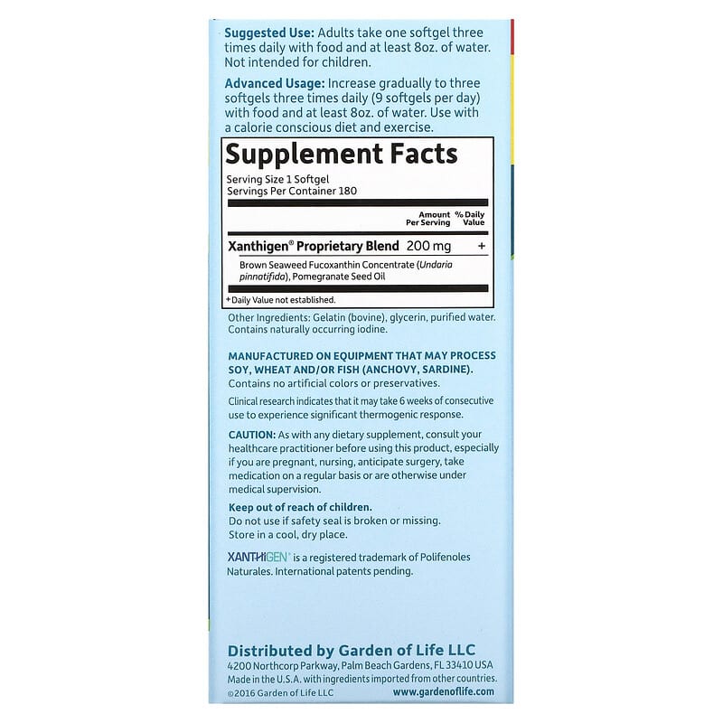 Garden Of Life FucoThin  180 sgels