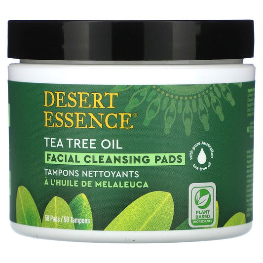 Desert Essence Facial Cleansing Pads Natural Tea Tree Oil 50 pads