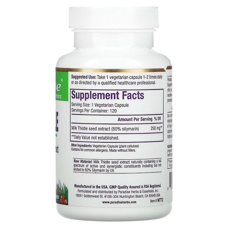 Paradise Herbs Milk Thistle  120 vcaps