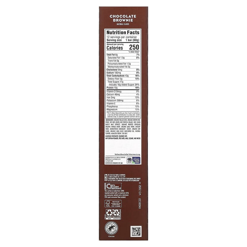 Clif Bar Clif Bar Chocolate Brownie 12 bars